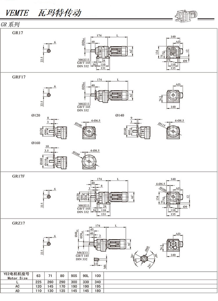 R17減速機(jī)圖紙，R00系列齒輪減速器尺寸圖